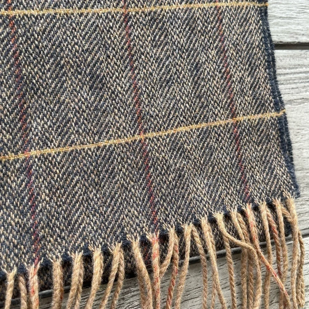 Henry White Dublin 100% Lambswool Plaid Fringed Wrap Scarf